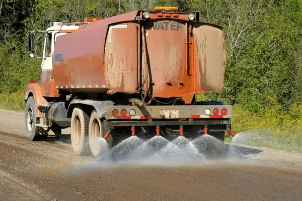 Water Truck Spraying Gravel Road Nw Water Truck Spraying Gravel Road Nw